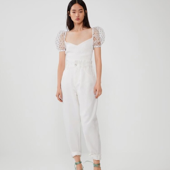 Zara Tops - Contrasting Polka Dot Top